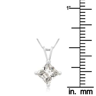 .85ct 14k White Gold Princess Diamond Pendant
