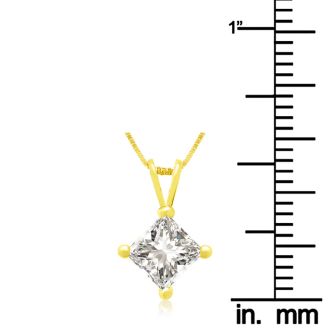 .85ct 14k Yellow Gold Princess Diamond Pendant