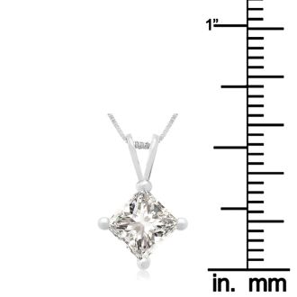 1.00ct 14k White Gold Princess Diamond Pendant