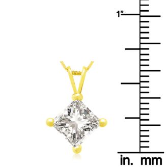 1.50ct 14k Yellow Gold Princess Diamond Pendant