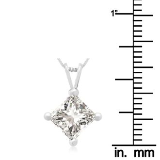 1.50ct 14k White Gold Princess Diamond Pendant
