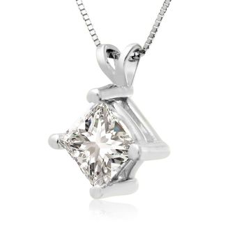 1.50ct 14k White Gold Princess Diamond Pendant
