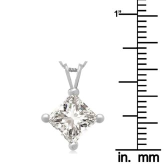2.00ct 14k White Gold Princess Diamond Pendant