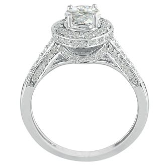 1ct Micropave Diamond Engagement Ring in 14k White Gold