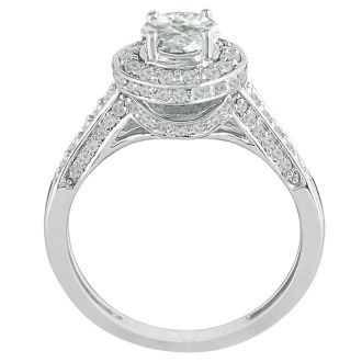 1ct Micropave Diamond Engagement Ring in 14k White Gold