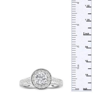 1ct Micropave Diamond Engagement Ring in 14k White Gold