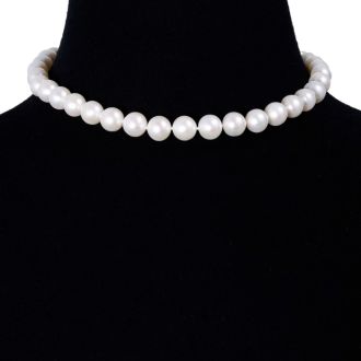 16 inch 10mm AA Pearl Necklace With 14K Yellow Gold Clasp