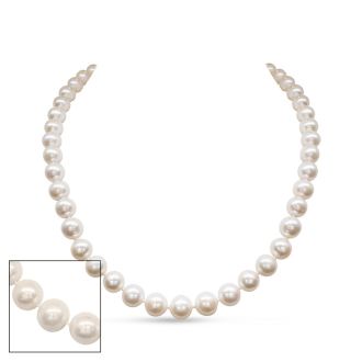 16 inch 8mm AA Pearl Necklace With 14K Yellow Gold Clasp