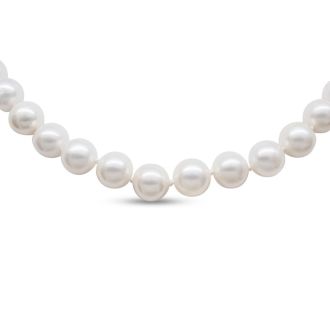16 inch 8mm AA Pearl Necklace With 14K Yellow Gold Clasp