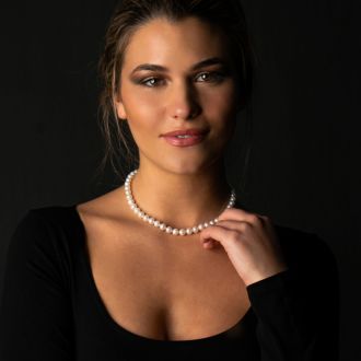 16 inch 8mm AA Pearl Necklace With 14K Yellow Gold Clasp