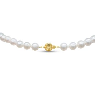 16 inch 8mm AA Pearl Necklace With 14K Yellow Gold Clasp