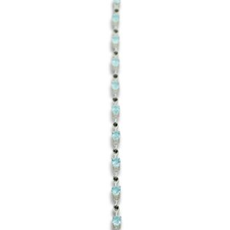 6ct Blue Topaz and Black Diamond Bracelet In Sterling Silver, 7 Inches