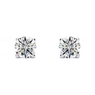 1/3 Carat Round Diamond Stud Earrings In Platinum
