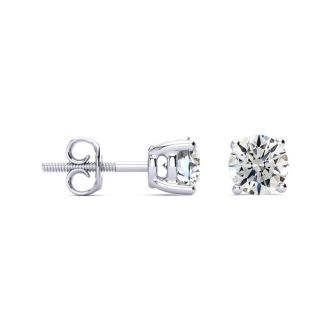1 3/4 Carat Round Diamond Stud Earrings In Platinum