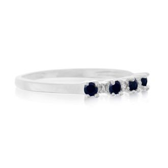Dainty 1/2ct Blue Sapphire and Diamond Ring in Sterling Silver