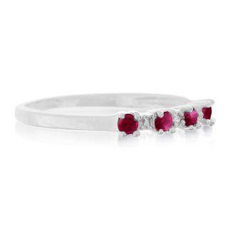Dainty 1/2ct Ruby and Diamond Ring in Sterling Silver
