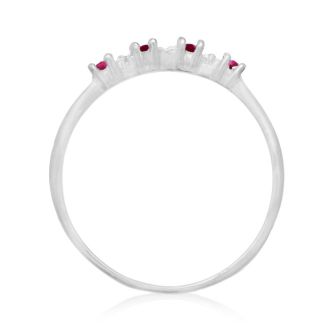 Dainty 1/2ct Ruby and Diamond Ring in Sterling Silver
