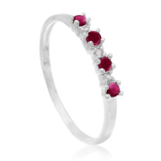 Dainty 1/2ct Ruby and Diamond Ring in Sterling Silver