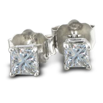 1/2ct Princess Diamond Stud Earrings In Platinum