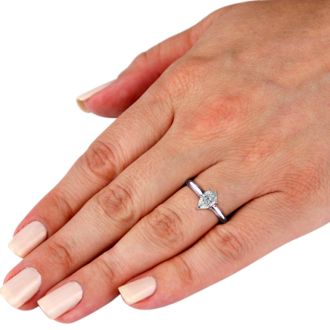Cheap Engagement Rings, 1/4 Carat Pear Shape Diamond Solitaire Ring In 14K White Gold