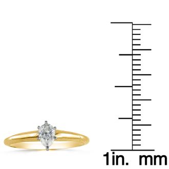 Cheap Engagement Rings, 1/4 Carat Pear Shape Diamond Solitaire Ring In 14K Yellow Gold