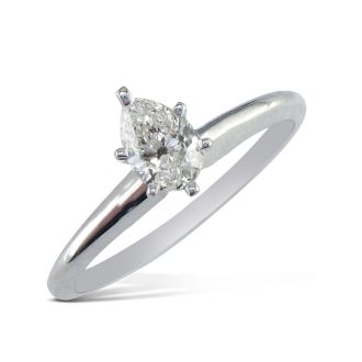 1/3 Carat Pear Shape Diamond Solitaire Ring In 14K White Gold