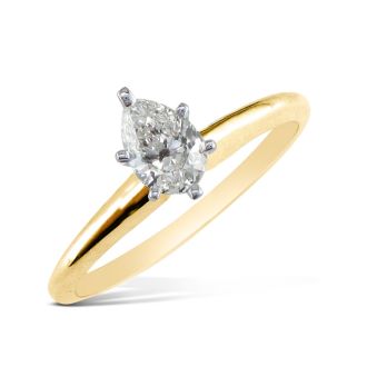 Cheap Engagement Rings, 1/3 Carat Pear Shape Diamond Solitaire Ring In 14K Yellow Gold
