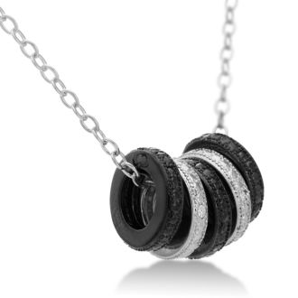 Black And White Diamond Ring Necklace, 18 Inches