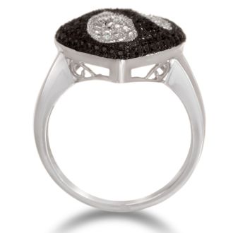 Black And White Diamond Heart Cocktail Ring