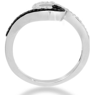 Black And White Diamond Swirl Cocktail Ring, Available In Ring Sizes 5-8