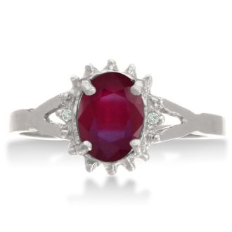 3/4ct Ruby and Diamond Starburst Ring in Sterling Silver