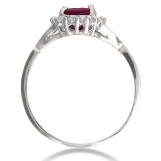 3/4ct Ruby and Diamond Starburst Ring in Sterling Silver
