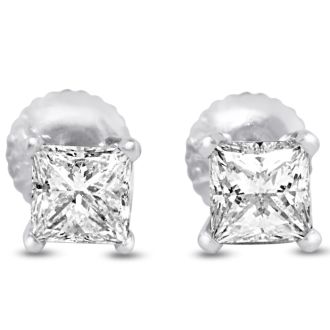 2ct G/H SI Quality Princess Diamond Stud Earrings In Platinum