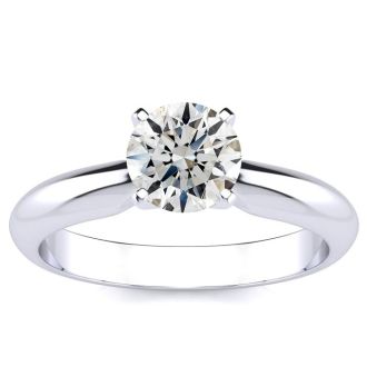 Round Engagement Rings, 1 Carat Diamond Engagement Ring Crafted In Platinum