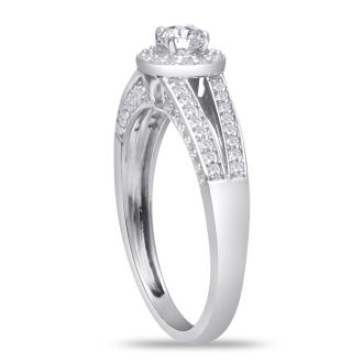 14 Karat  Engagement Rings Finely Crafted Split Band 1ct Diamond Engagement Ring, White Gold