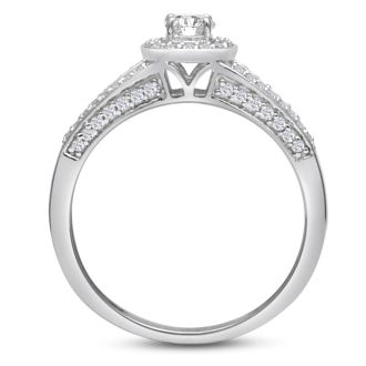 14 Karat  Engagement Rings Finely Crafted Split Band 1ct Diamond Engagement Ring, White Gold