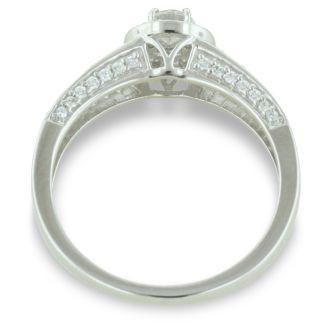 14 Karat  Engagement Rings Finely Crafted Split Band 1ct Diamond Engagement Ring, White Gold