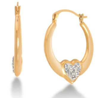 Swarovski Elements Crystal Heart Earrings in 18k Gold Overlay