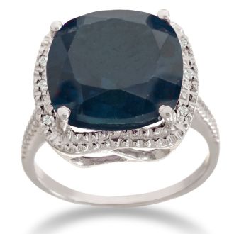 For a trendy statement ring, try this huge sapphire and diamond right hand ring.  Total gem weight is 7 carats and diamond content is .03 carats in J/K color, I3 clarity.