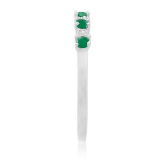 Dainty 1/2ct Emerald and Diamond Ring in Sterling Silver