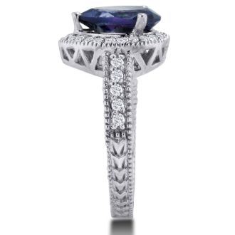 1 1/2ct Pear Shape Amethyst and Diamond Ring Crafted In Solid 14K White Gold