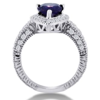 1 1/2ct Pear Shape Amethyst and Diamond Ring Crafted In Solid 14K White Gold