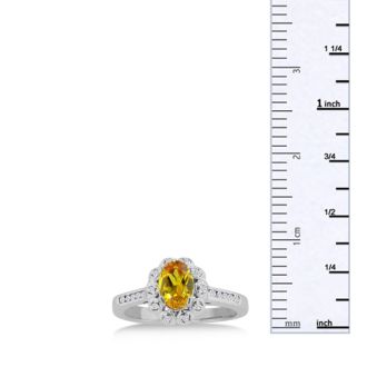 1 1/4ct Oval Citrine and Diamond Ring In Solid 14K White Gold