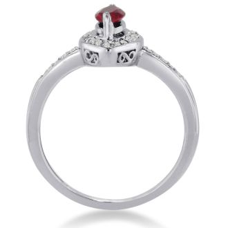 3/4ct Marquise Ruby and Diamond Ring Crafted In Solid 14K White Gold