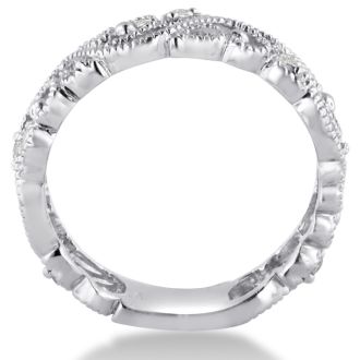 Floral Inspired Diamond Wedding Band With Diamonds In 14 Karat White Gold