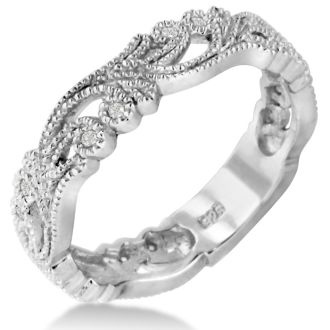 Floral Inspired Diamond Wedding Band With Diamonds In 14 Karat White Gold
