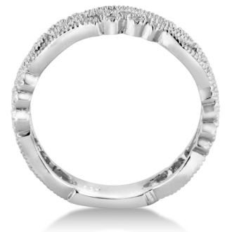 Floral Inspired Diamond Wedding Band With Diamonds In 14 Karat White Gold