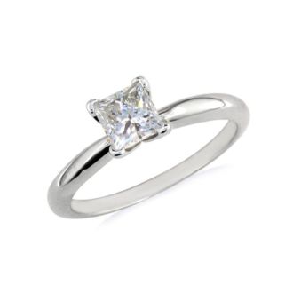 1/4 Carat Princess Diamond Solitaire Engagement Ring In Platinum