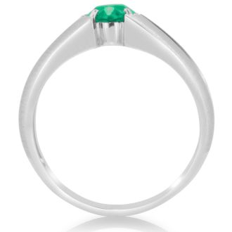 1 1/2ct Oval Created Emerald and Diamond Men's Ring Crafted In Solid White Gold