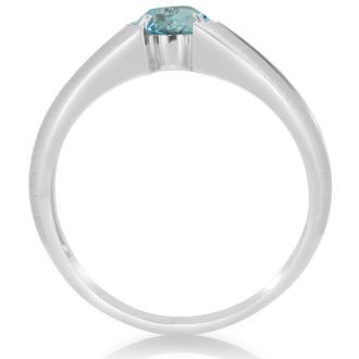 1 1/2ct Oval Blue Topaz and Diamond Men's Ring Crafted In Solid 14K White Gold